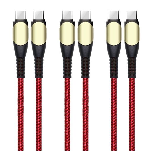 3x USB-C to USB-C 60W Cable for iPhone 16 Series - Red 1M - E.F.Connection