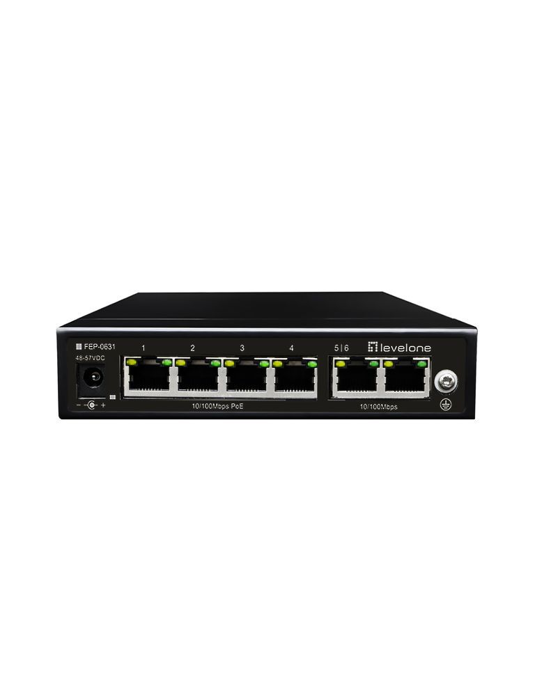 LevelOne FEP-0631 10/100 Fast Ethernet Switch, PoE Black
