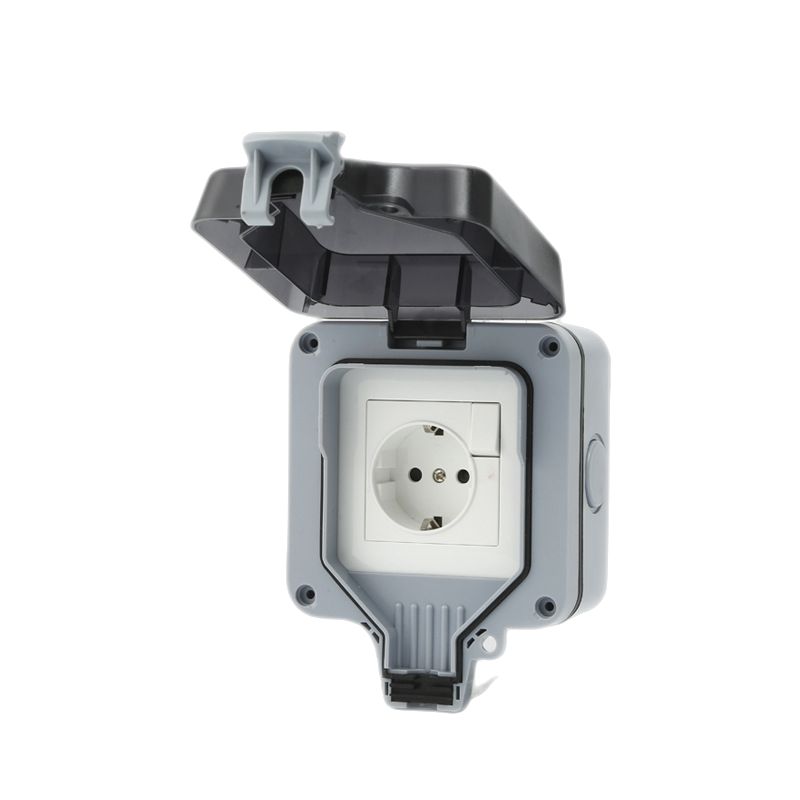 European Standard Outlet Box with Switch and Light, IP66, Grey