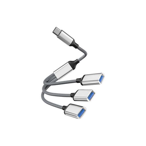 Adaptador divisor INF USB Tipo C de 3 puertos - Plata