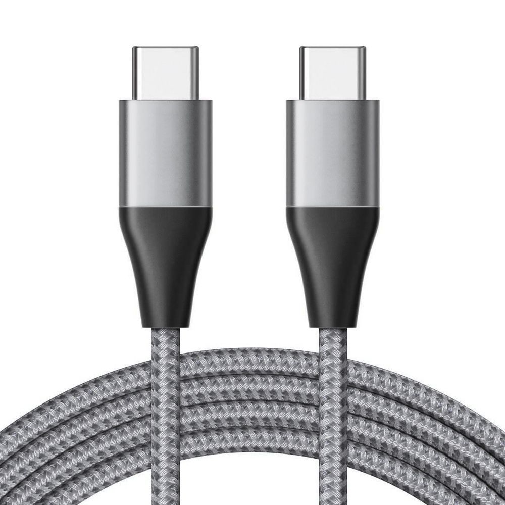 Cable USB-C a USB-C de carga rápida 3A para dispositivos Samsung Galaxy - Cable trenzado de nylon 1M gris - E.F.Connection