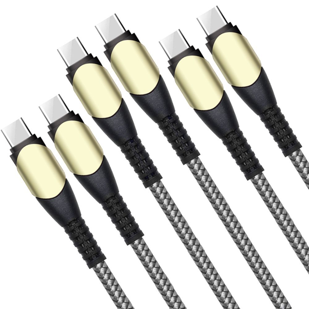 E.F.Connection 3x Fast USB-C to USB-C Cable 60W for Samsung Galaxy A Series - Gray Treated Nylon 1M