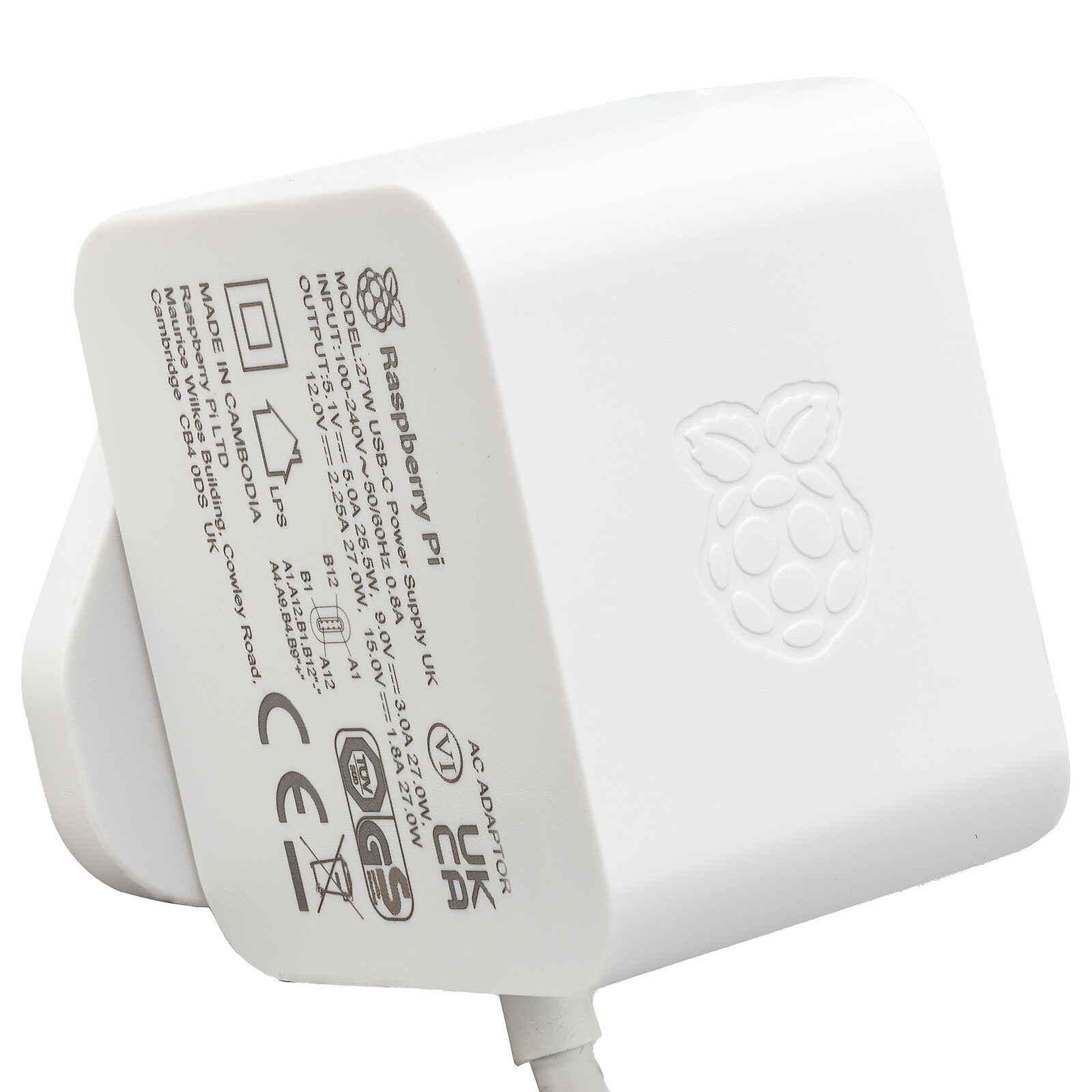 Raspberry USB-C Power Supply 5.1V 5A White