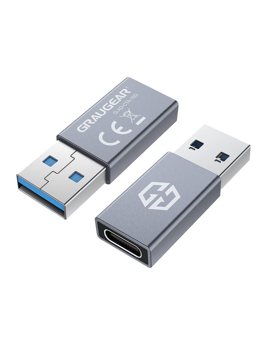 Aquatuning Graugear G-ad-cta-10g USB-A to USB-C Gender Changer Adapter, Silver