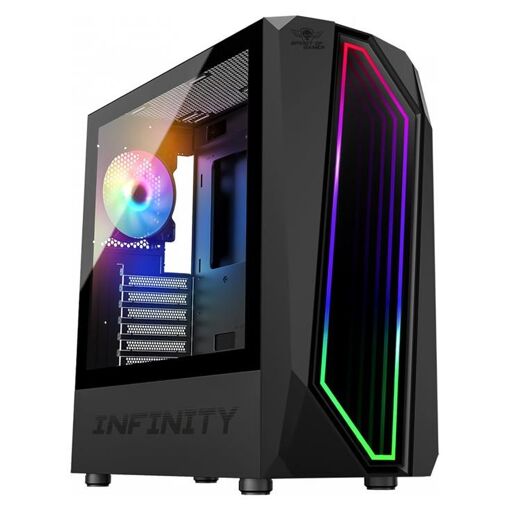 Suza Infinity - Caja de juegos de torre media ATX con panel de vidrio