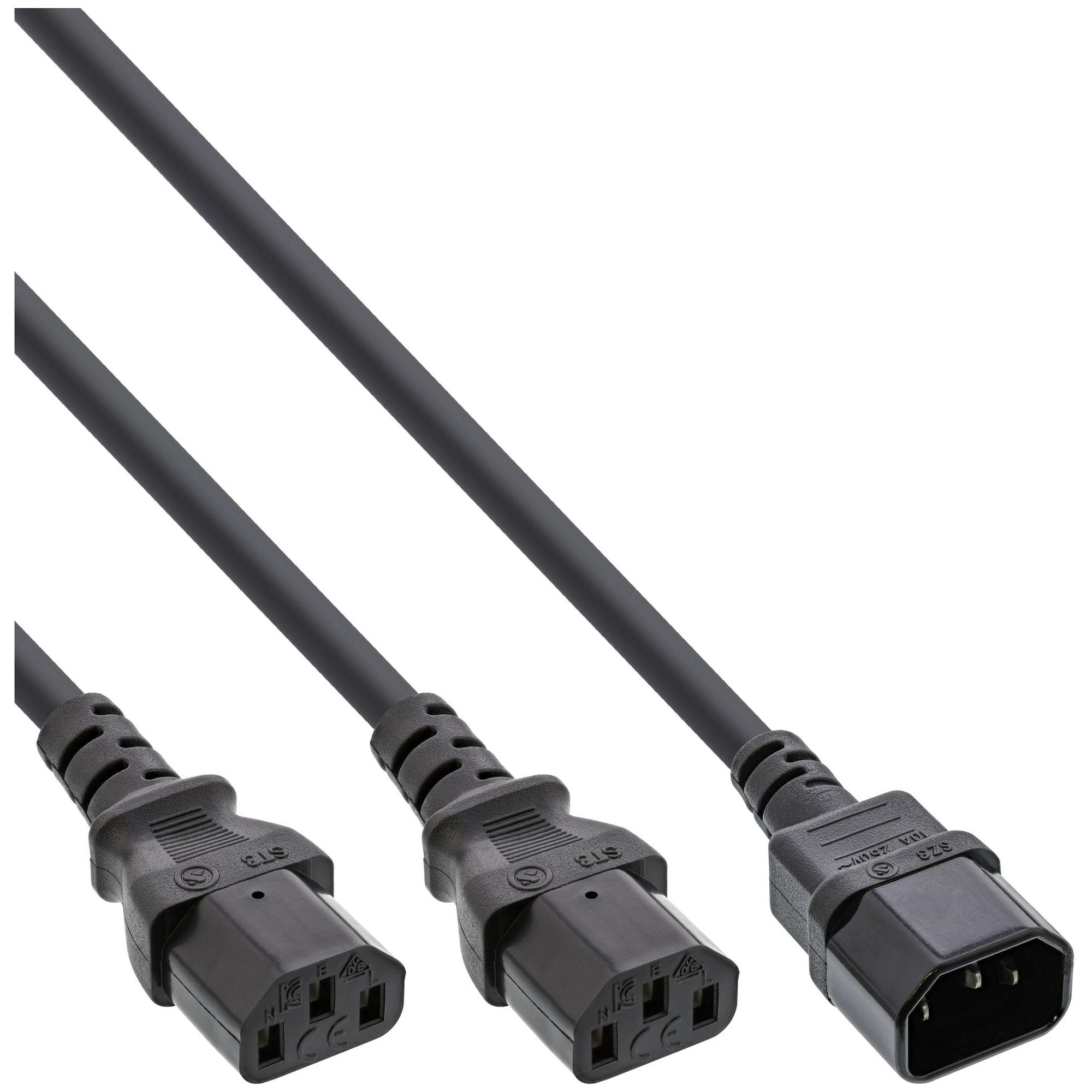 Câble InLine C14 vers 2 x C13, 1 m Noir