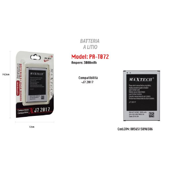 MaxTech Long-Lasting Battery for Samsung J7 2017 - 3000mAh