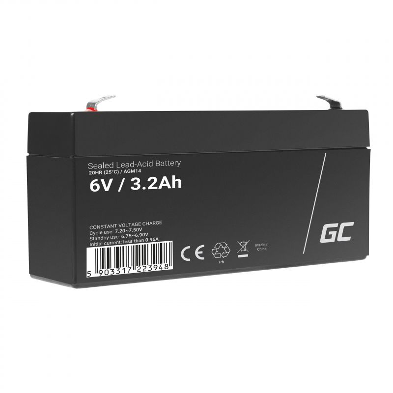 Green Cell AGM14 6V 3 Sealed Lead Acid Battery (VRLA)