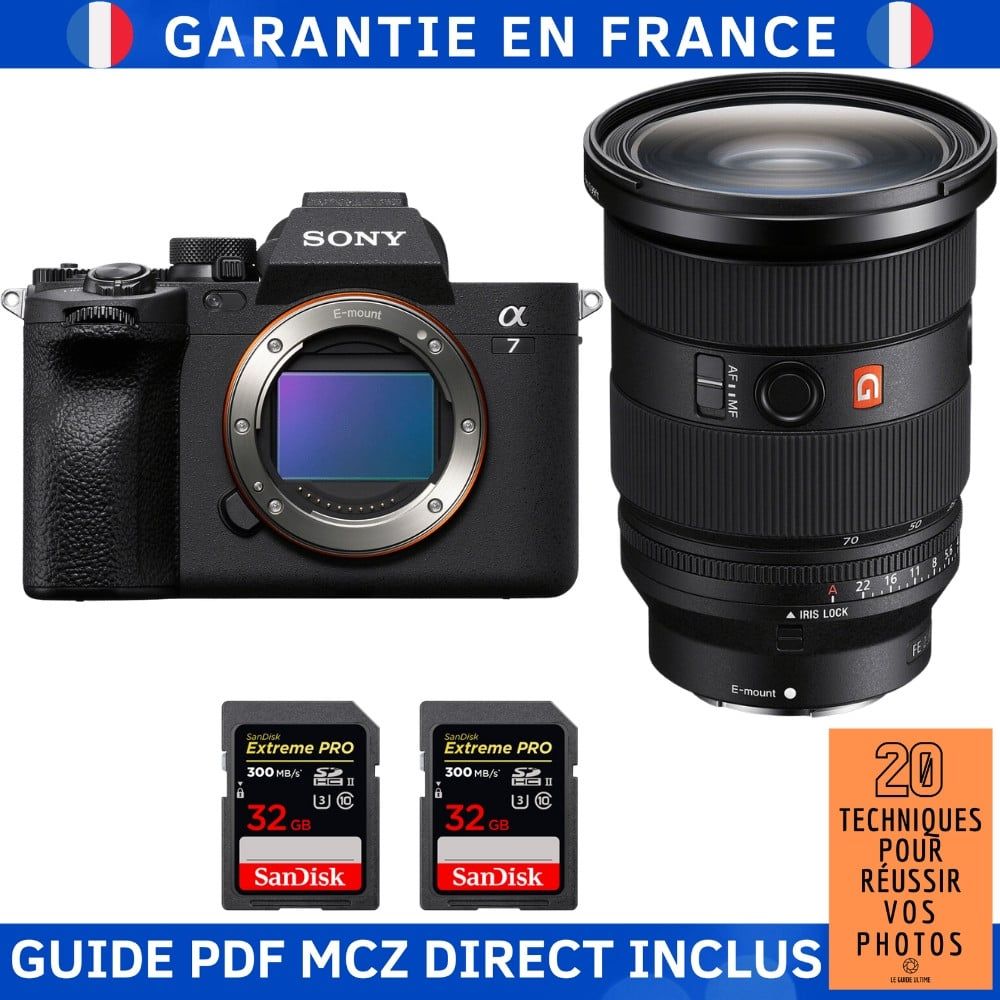 Kit Sony Alpha 7 IV avec objectif FE 24-70mm f/2,8 GM II et 2 cartes mémoire SanDisk 32Go Extreme PRO UHS-II