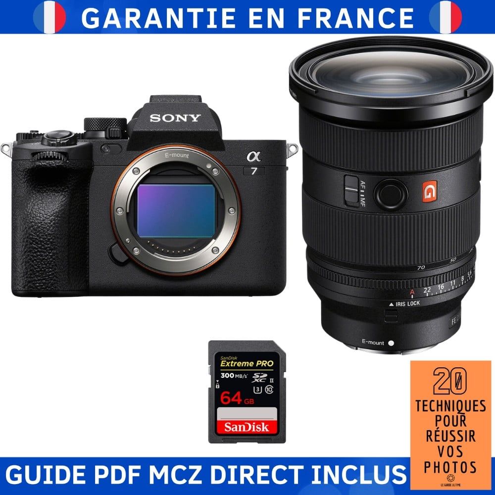 Sony Alpha 7 IV + Objectif FE 24-70mm f/2,8 GM II + Carte SanDisk 64 Go Extreme PRO UHS-II SDXC 300 Mo/s + Guide PDF MCZ DIRECT '20 Techniques pour Réussir Vos Photos