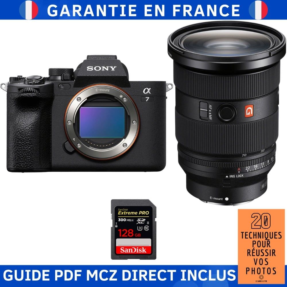 Sony Alpha 7 IV + Objectif FE 24-70mm f/2.8 GM II + Carte SanDisk 128 Go Extreme PRO UHS-II SDXC 300 Mo/s + Guide PDF MCZ DIRECT '20 Techniques pour Réussir Vos Photos