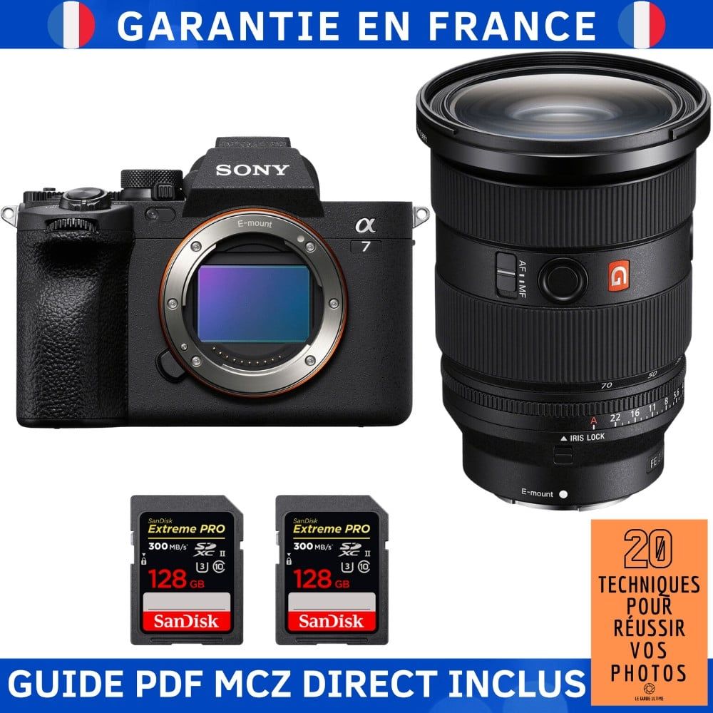 Sony Alpha 7 IV avec objectif FE 24-70mm f/2.8 GM II + 2 cartes SanDisk 128 Go Extreme PRO UHS-II SDXC
