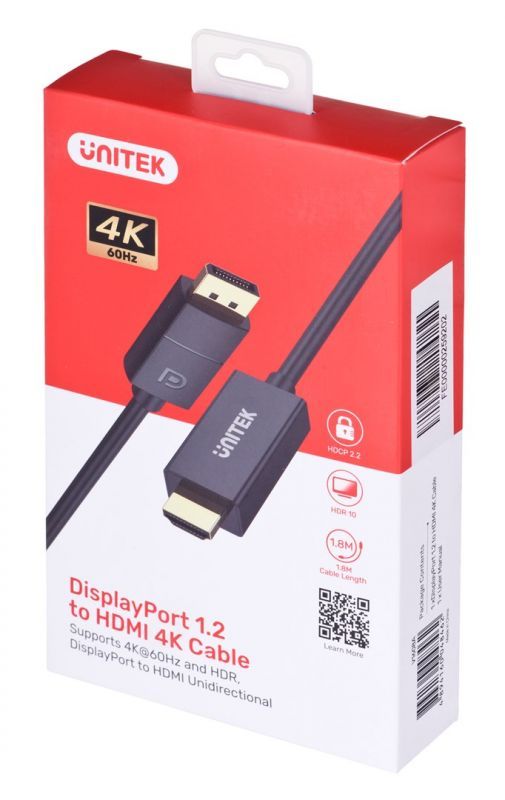 Câble Unitek DisplayPort 1.2 vers HDMI 4K 60 Hz, 8 m (V1608A)