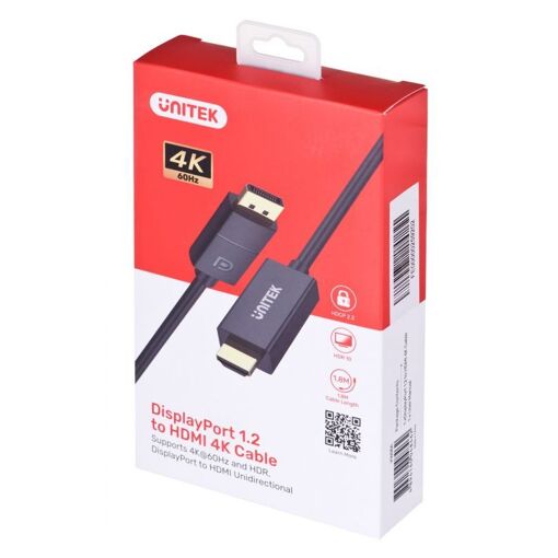 Câble Unitek DisplayPort 1.2 vers HDMI 4K 60 Hz, 8 m (V1608A)