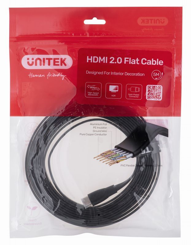 Cable HDMI Unitek 2.0 4K 60Hz Plano 5m