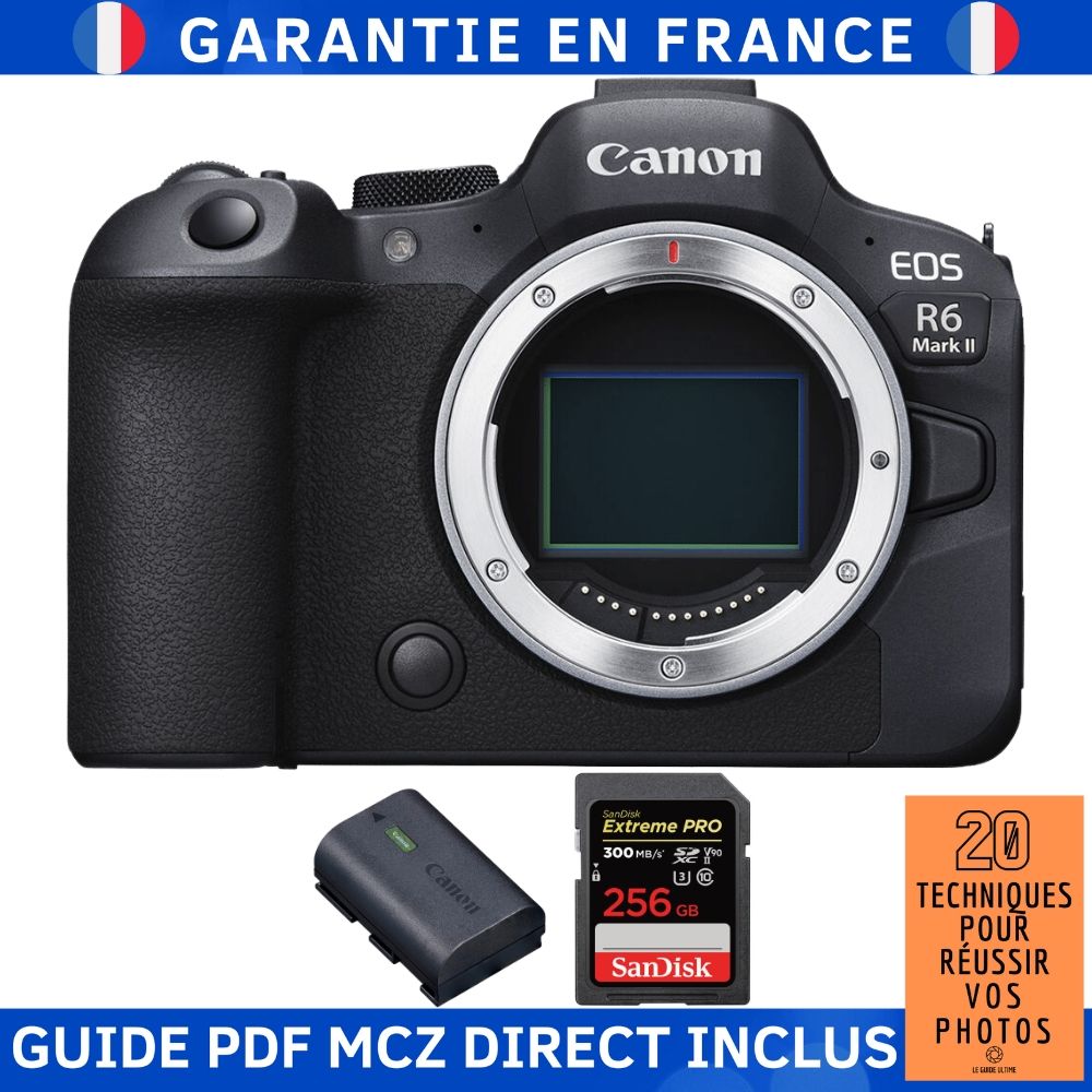Canon EOS R6 Mark II Camera with SanDisk Extreme PRO Card + Battery and Guide