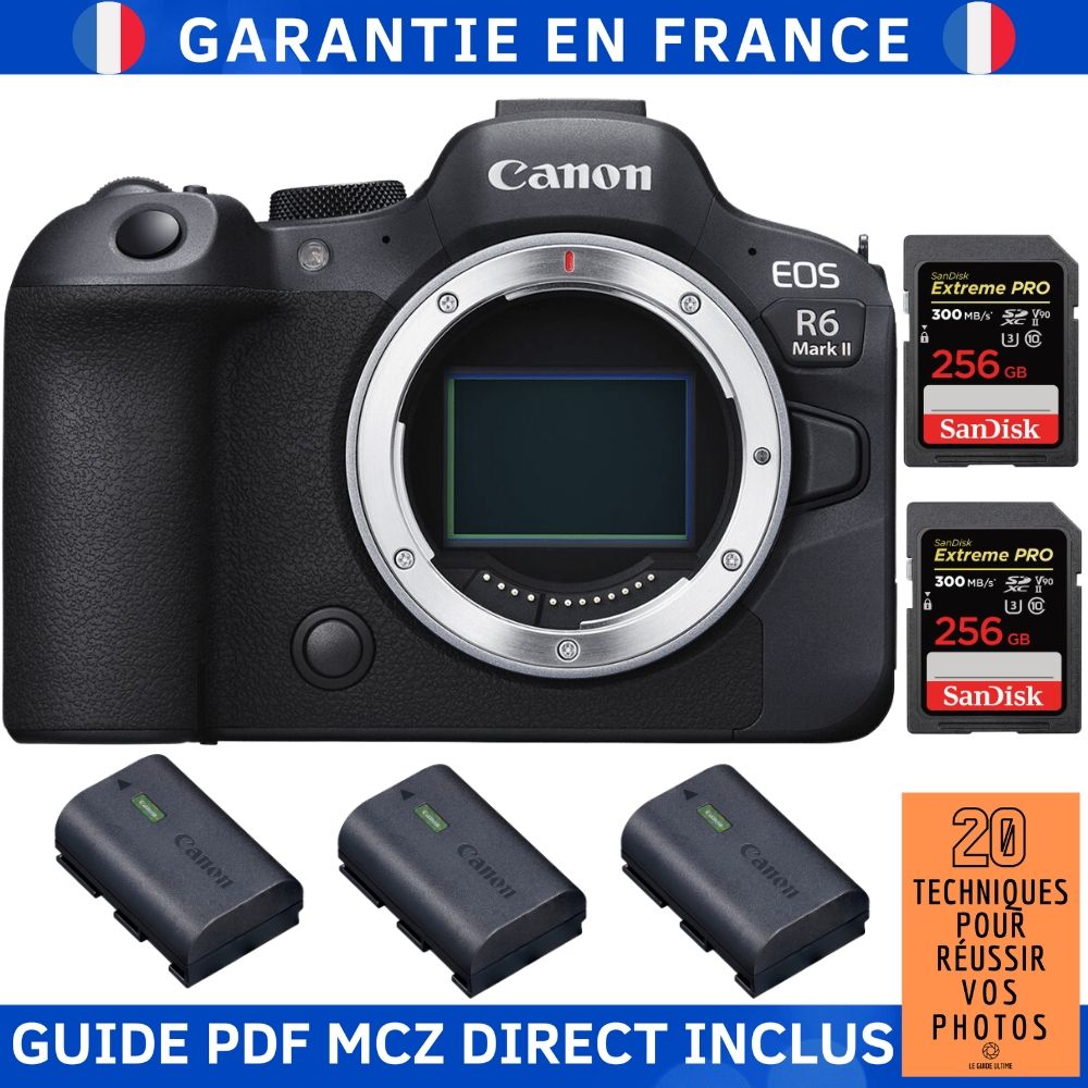 Canon EOS R6 Mark II Camera Kit with SanDisk Cards and Batteries