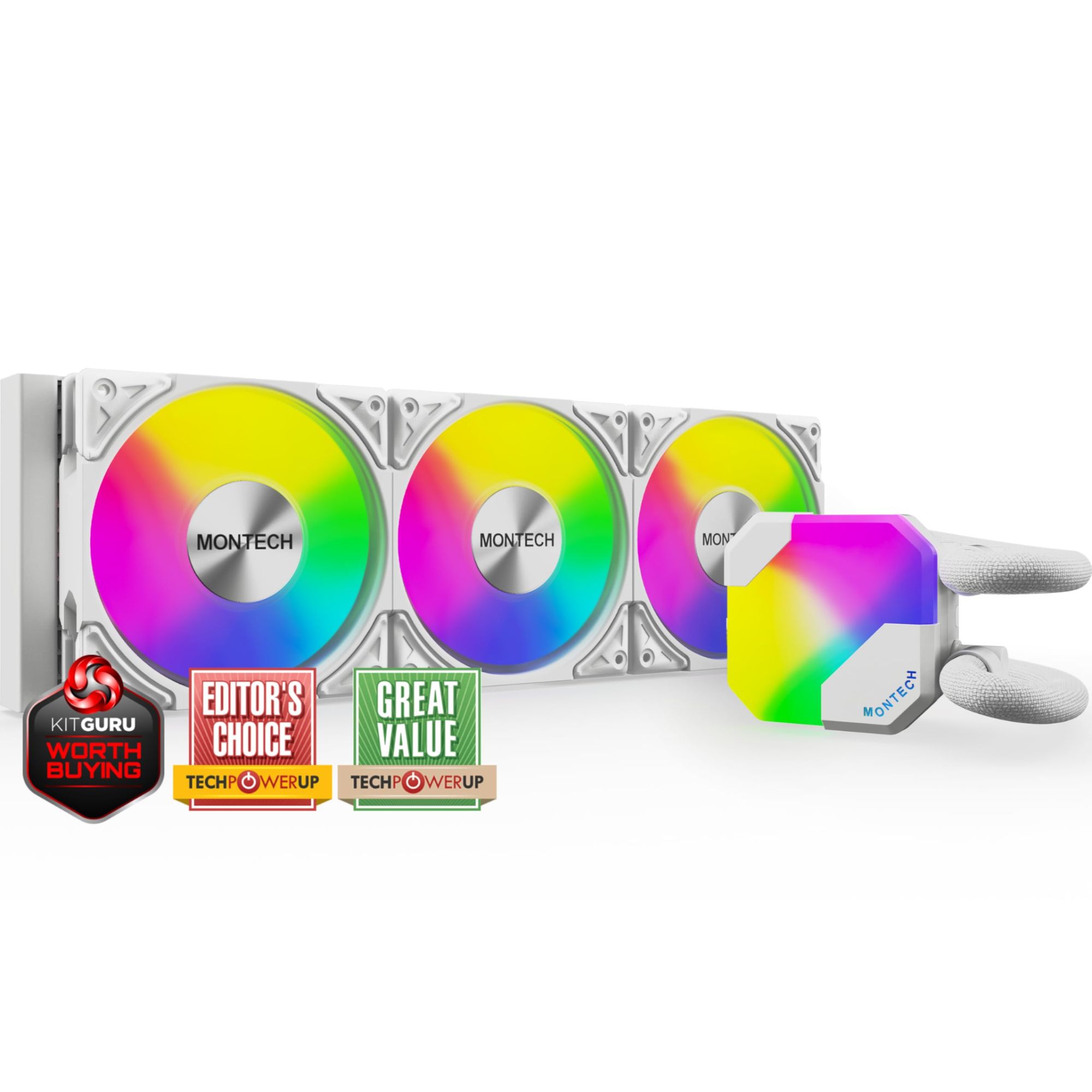 Kit de refroidissement par eau Montech HyperFlow RGB - 360 mm (Blanc)