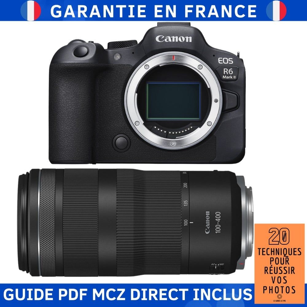 Canon EOS R6 Mark II + RF 100-400mm f/5.6-8 IS USM Camera Kit with '20 Techniques for Succeeding in Photography' Guide PDF
