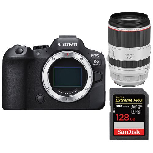 Canon R6 II Cuerpo de la Cámara + Objetivo RF 70-200mm f/2.8 L IS USM + Tarjeta SanDisk 128GB Extreme Pro SDXC UHS-II U3