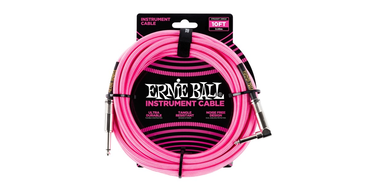 Ernie Ball EEB 6078 - Instrument Cable - 3 Meter, Fluorescent Pink