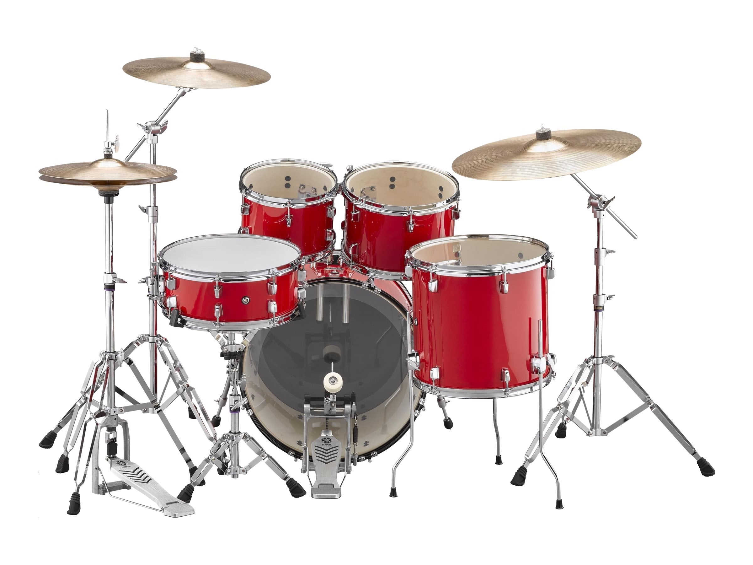 Yamaha RYDEEN RDP0F5 - 5-Piece Acoustic Drum Kit with Paiste Cymbal Pack in Hot Red Studio Finish, 20''