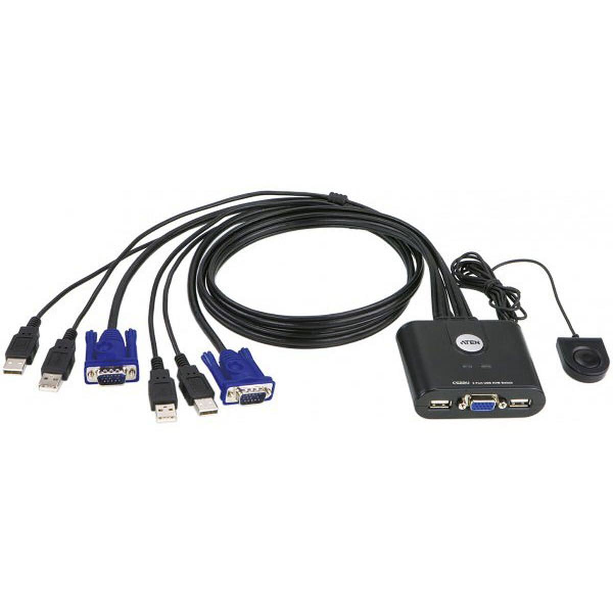 Conmutador KVM Aten CS22U con USB/VGA y control remoto