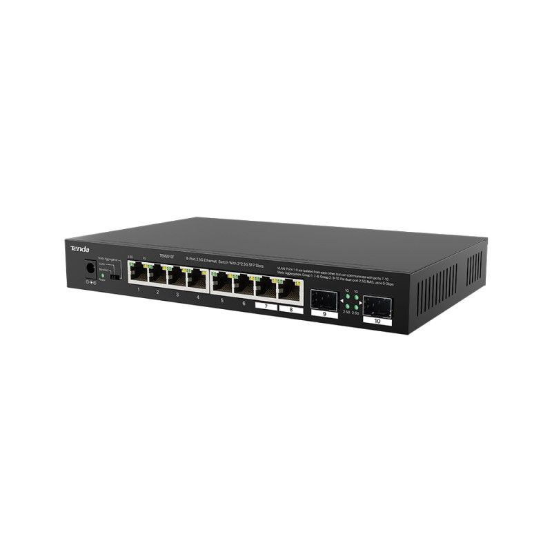 Tenda 2.5 Gigabit Switch, 8-Port Ethernet Switch with 2 SFP Ports (2.5Gbps)