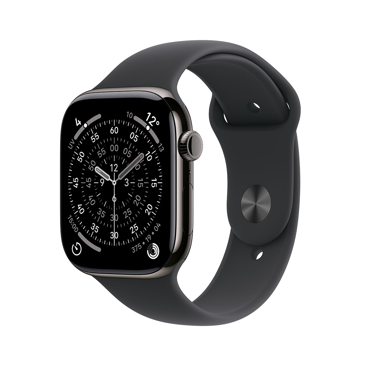 Apple Watch Series 11 GPS + Cellular 42 mm, Titanio, Bracelet Sport Ardoise, Negro M/L