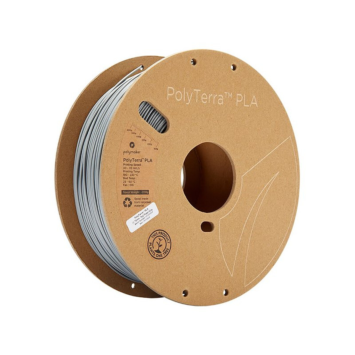 Filamento Polymaker PolyTerra 1,75 mm - 1 kg Gris Piedra