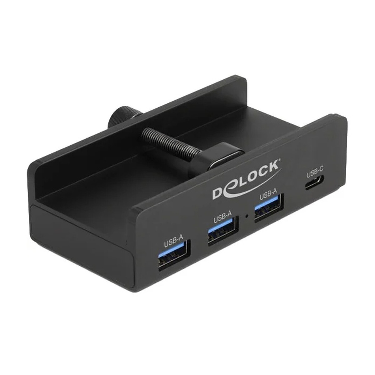 Delock Hub USB 3.0 externo de 4 puertos (3 USB-A + 1 USB-C con perno de bloqueo)
