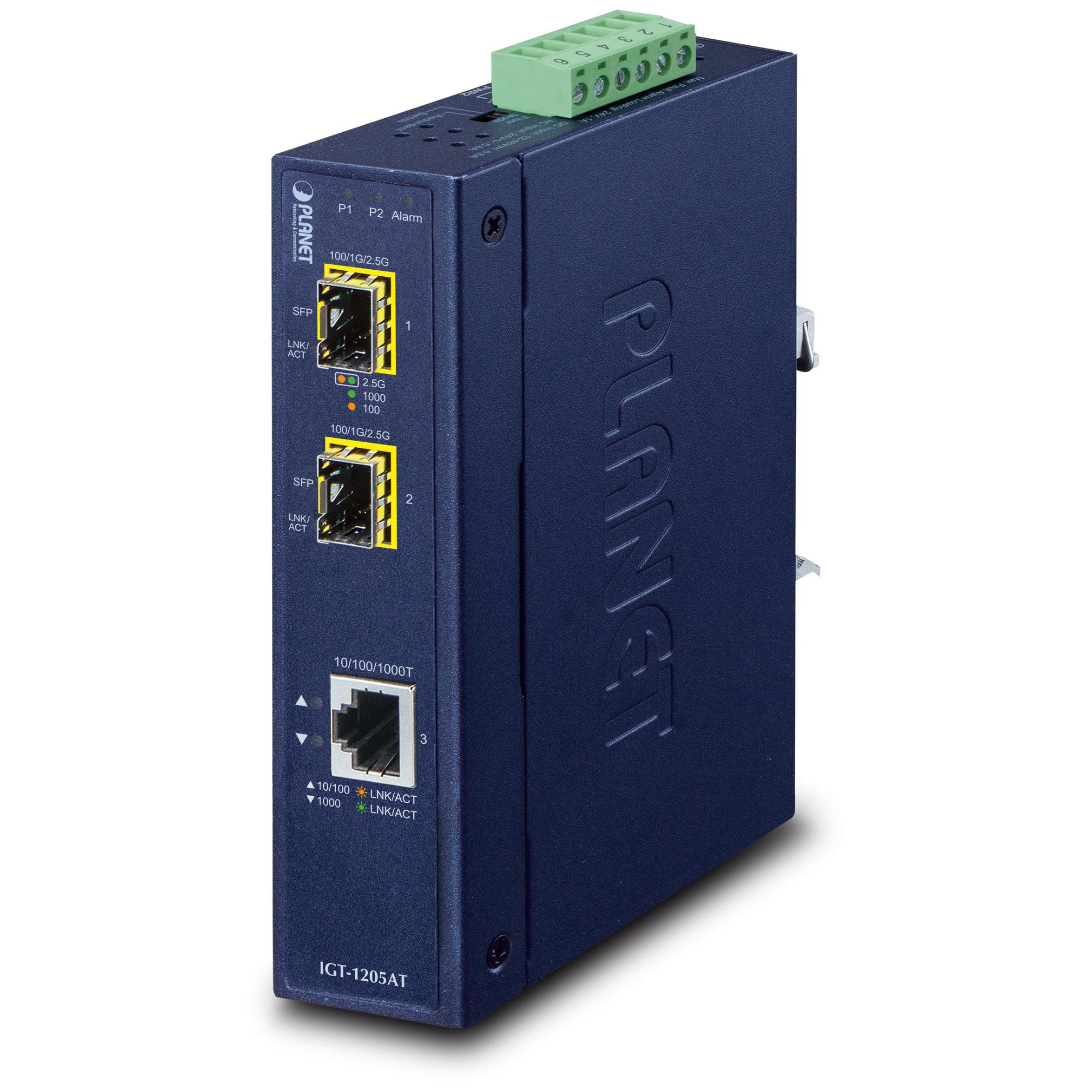 PLANET IGT-1205AT - Convertisseur de média à fibre optique - 1GbE - 10Base-T, 100Base-TX, 1000Base-T - RJ-45 / SFP (mini-GBIC)