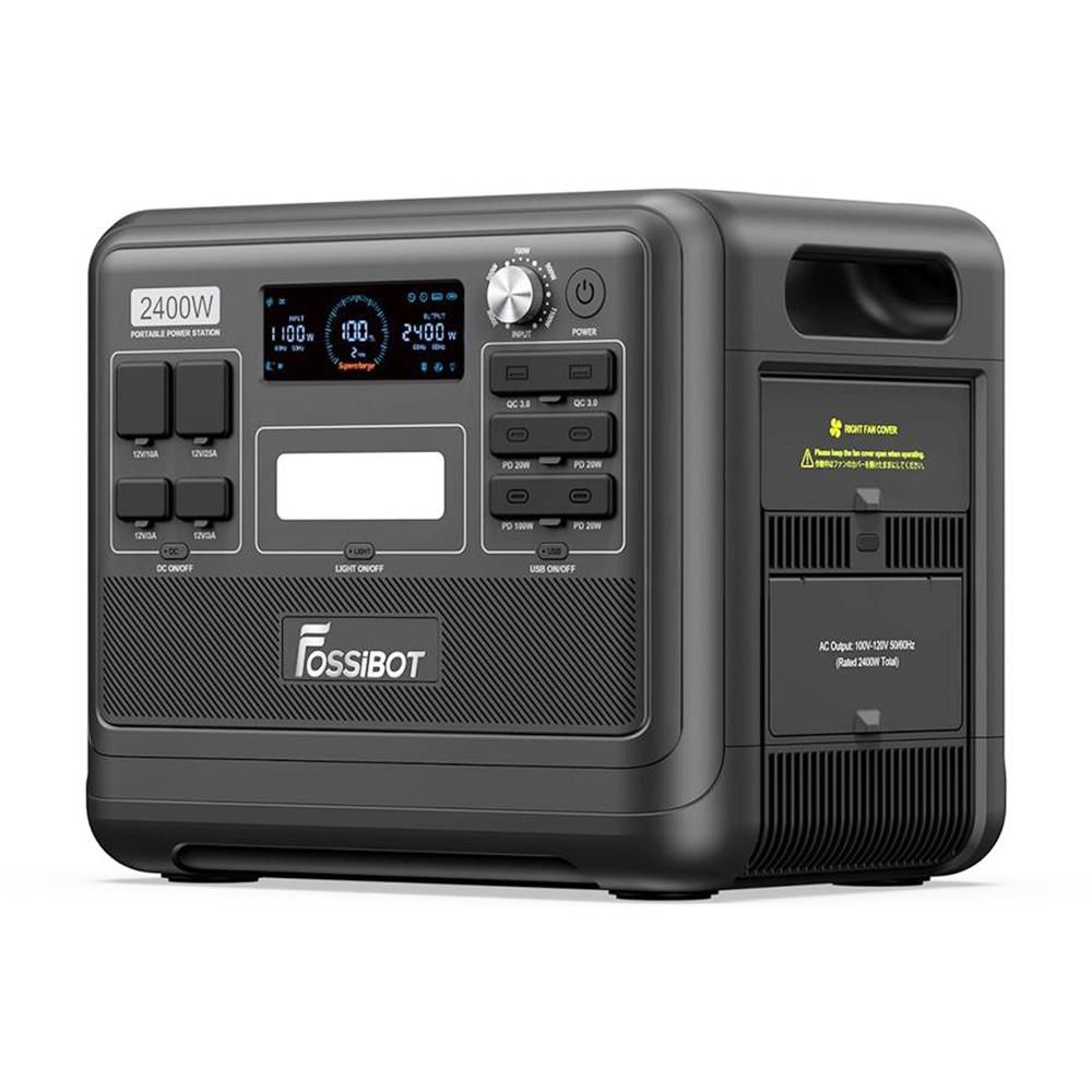 Fossibot F2400 Portable Power Station, 2048Wh Battery, 2400W Output, Solar Generator with 16 Output Ports