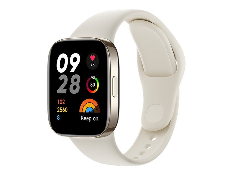 Montres intelligentes Xiaomi Redmi 3 - Montre connectée avec bracelet - TPU ivoire - Taille de poignet réglable : 135-200 mm - Écran 1,75'' - NFC, Bluetooth - 37 g