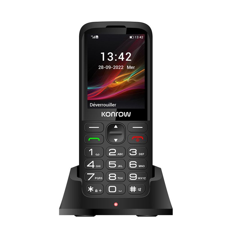 Konrow Senior 280 (Pantalla 2.8'' - Doble SIM - Con Estación de Carga) - Negro