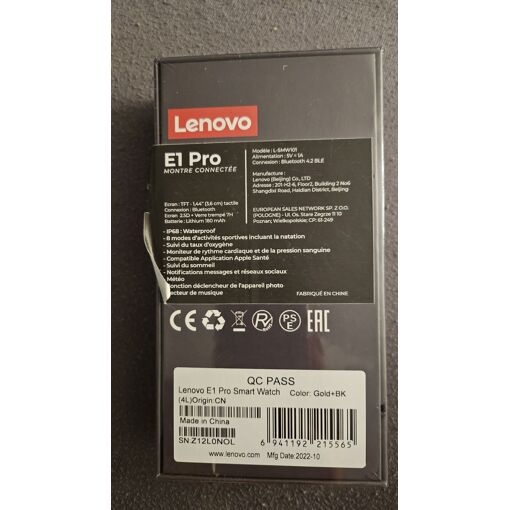 Reloj inteligente Lenovo E1 Pro - Dorado/Negro