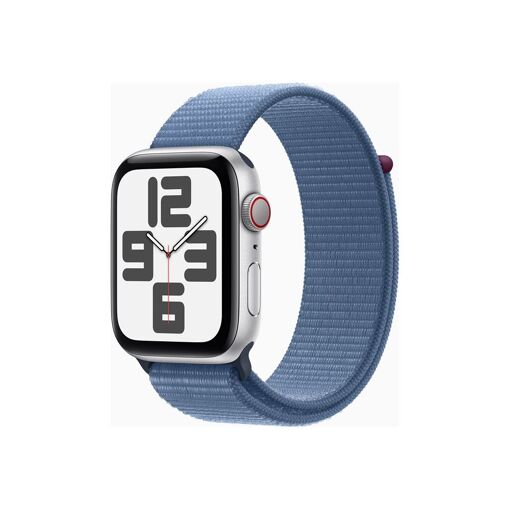 Apple Watch SE (GPS + Cellular) - 2e génération - 44 mm - Aluminium argenté - Bracelet sportif - Bleu hiver - Taille de poignet : 145-220 mm - 32 Go - Wi-Fi, LTE, Bluetooth - 4G - 33 g