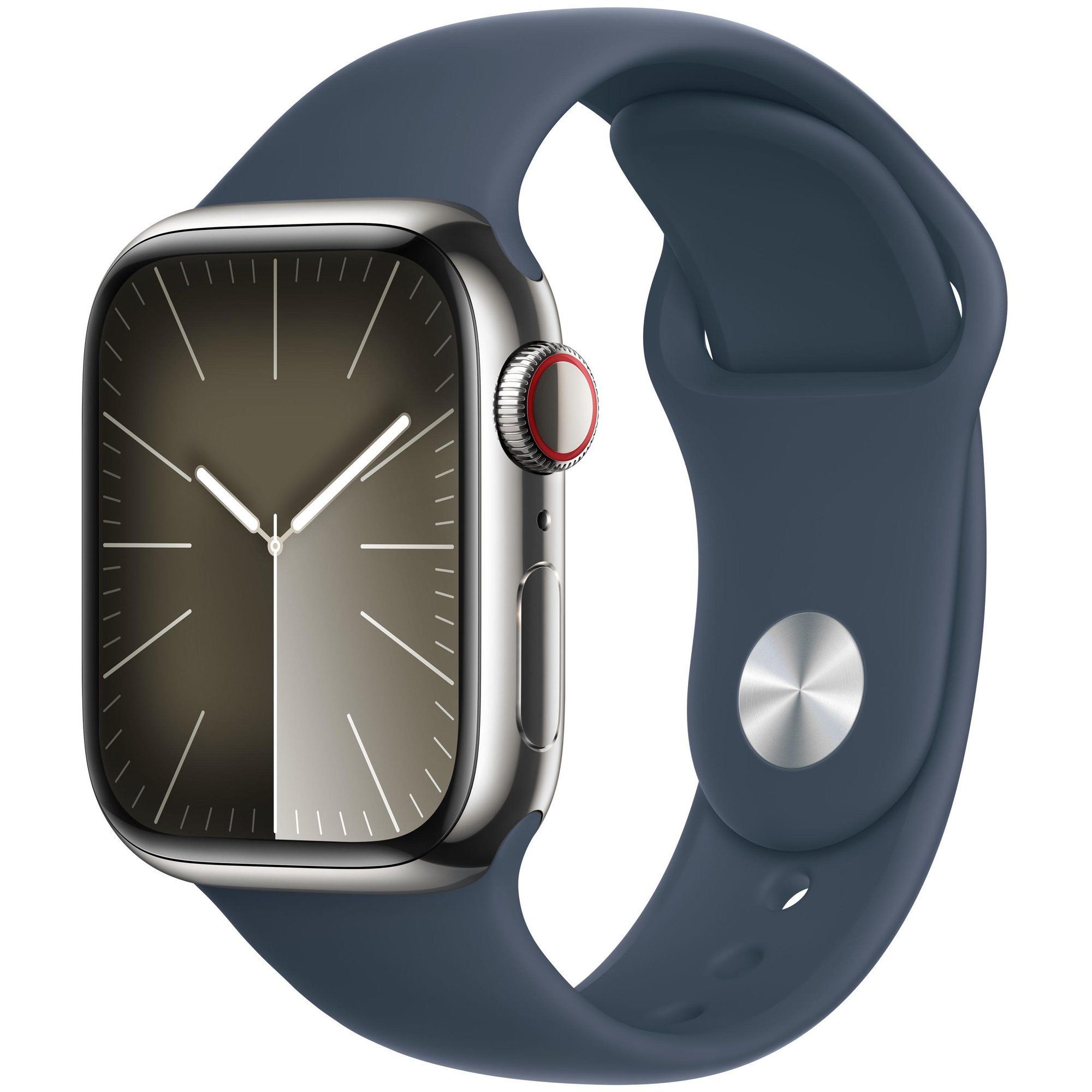 Apple Watch Series 9 GPS + Cellular - 41mm Stainless Steel Case - Sport Band (Silver)