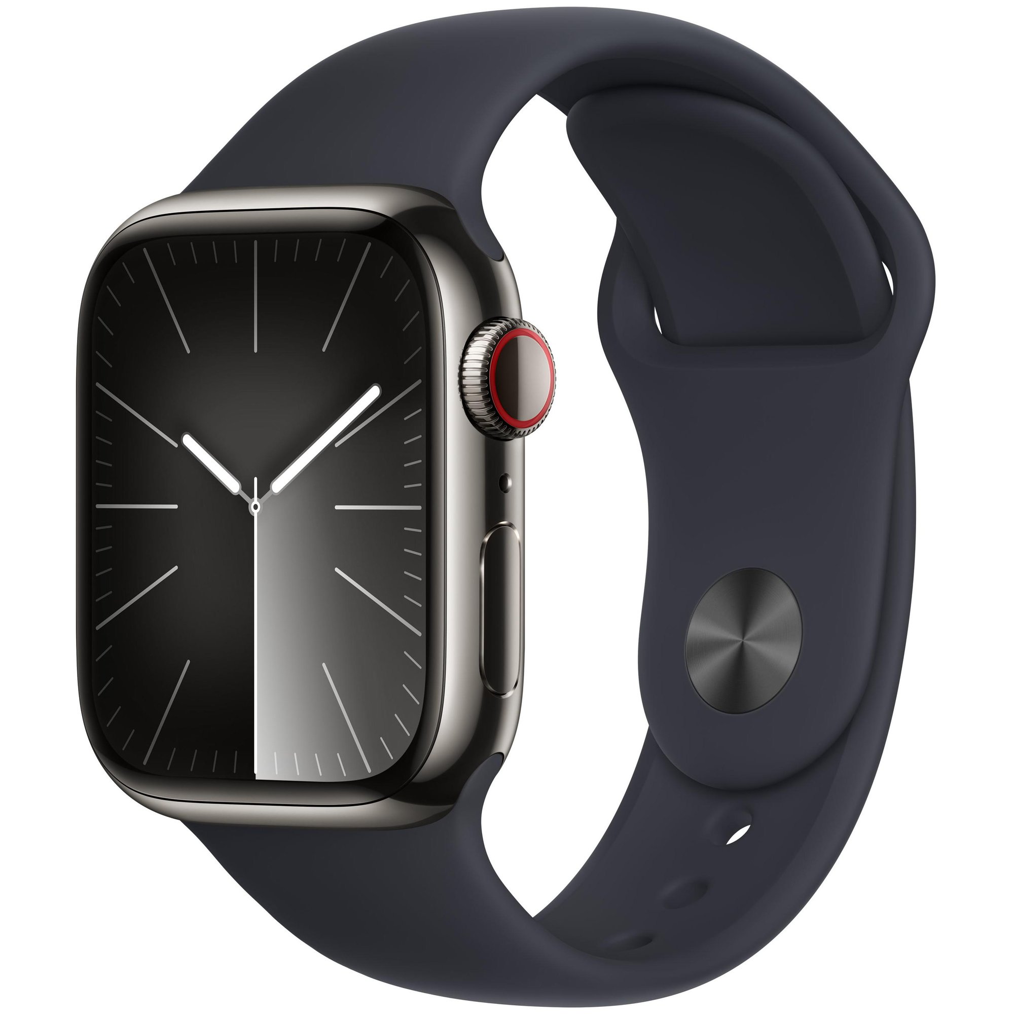 Apple Watch Series 9 GPS + Cellular - 41mm Stainless Steel Case - Sport Band (Graphite)