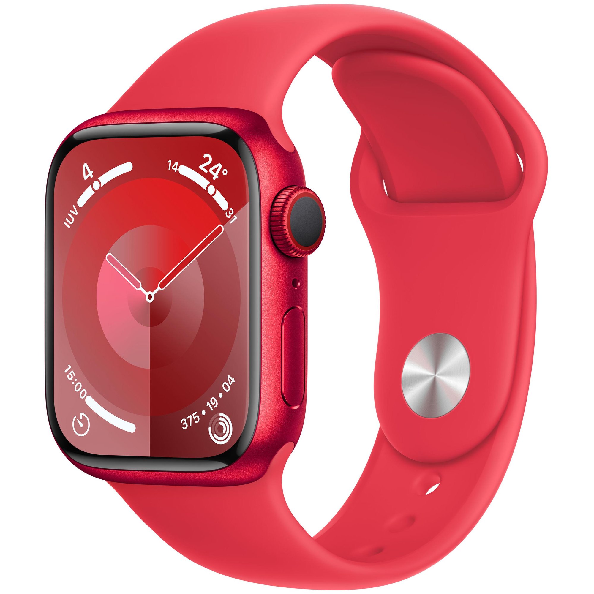 Apple Watch Série 9 GPS + Cellulaire - Boîtier Aluminium 41 mm - Bracelet Rouge (S/M, L/XL)