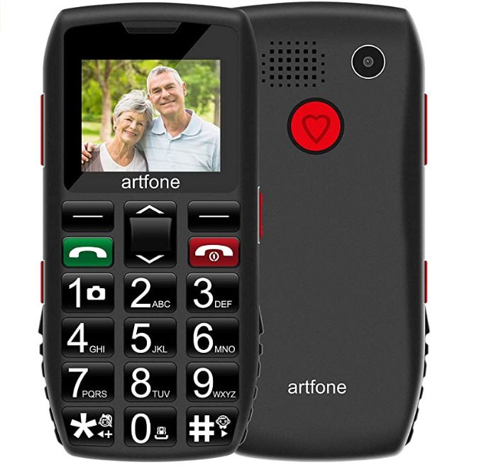 TechnoVehi Senior Unlocked Smartphone with Large Buttons, SOS Button, FM Radio, Speaker, 1400mAh Battery, Flashlight and Charging Station, Black