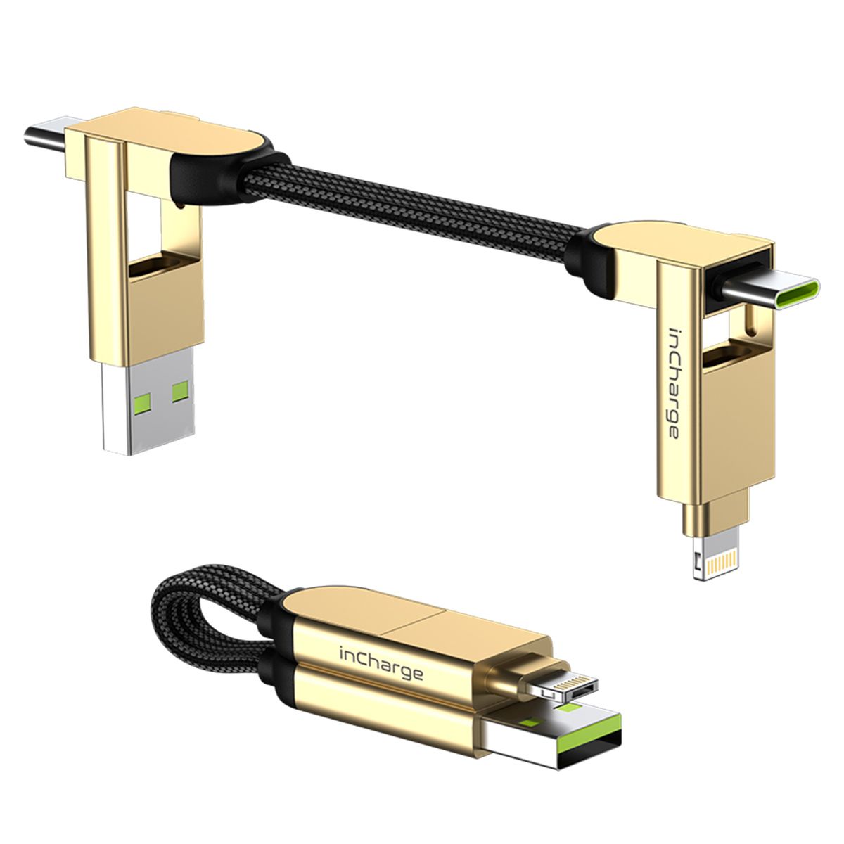 Rolling Square Incharge X 6-in-1 Multi-Port Charger Keychain Cable - Marble Beige