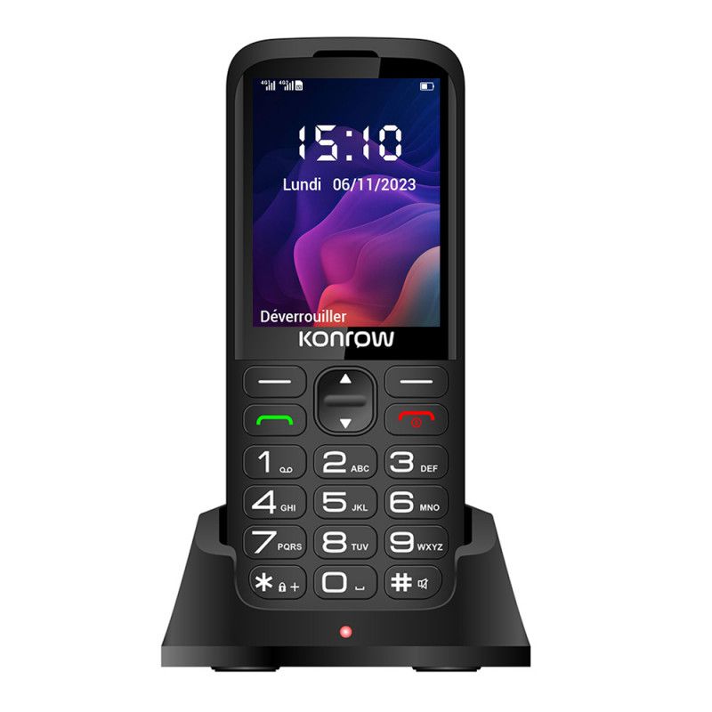 Konrow Senior 280 Next 4G (Pantalla de 2.8' - Dual Sim - Con estación de carga) Negro