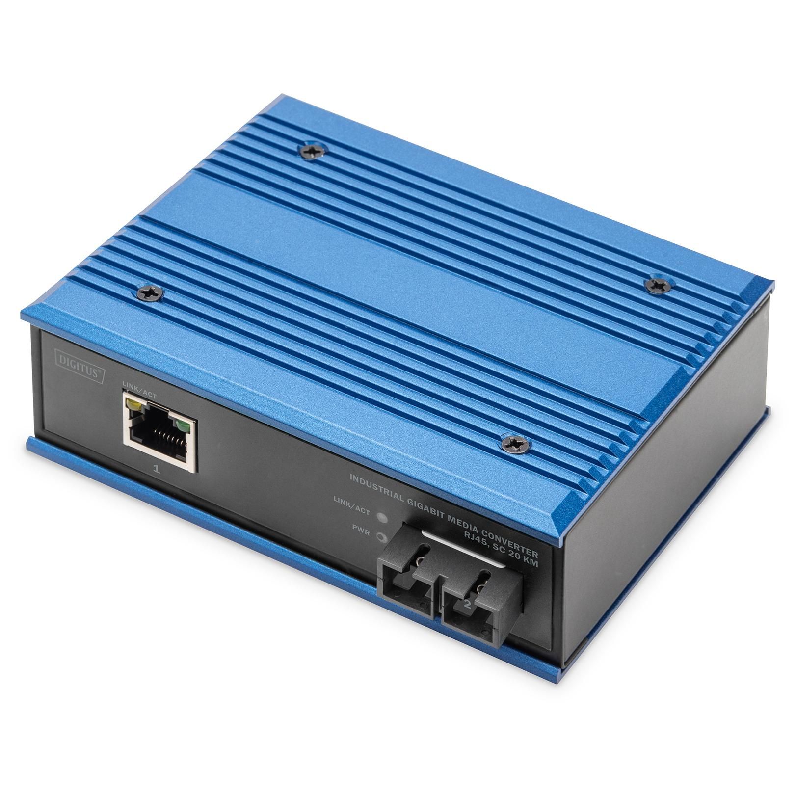 Digitus Industrial Media Converter Gigabit RJ45, SC 20 km