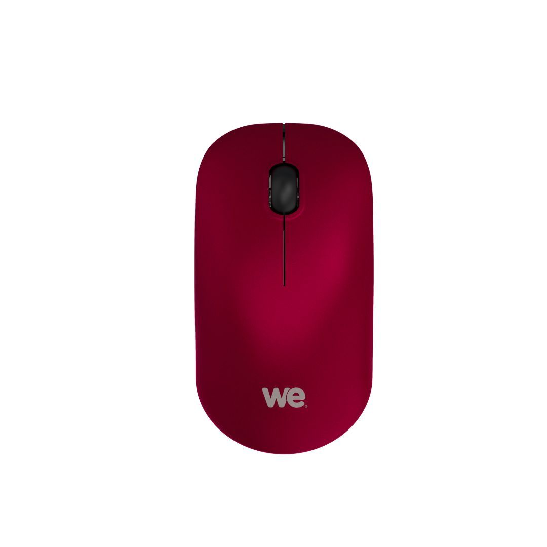 Ratón inalámbrico óptico WE con dongle USB nano - conexión de 2.4 GHz - 1200 DPI, tacto suave, pila AA incluida - rojo
