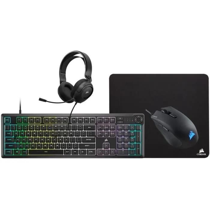 Corsair 4-in-1 Gaming Pack: K55 Keyboard + Harpoon RGB Pro Mouse + MM100 Mouse Pad + HS35 Multi-Platform Headset