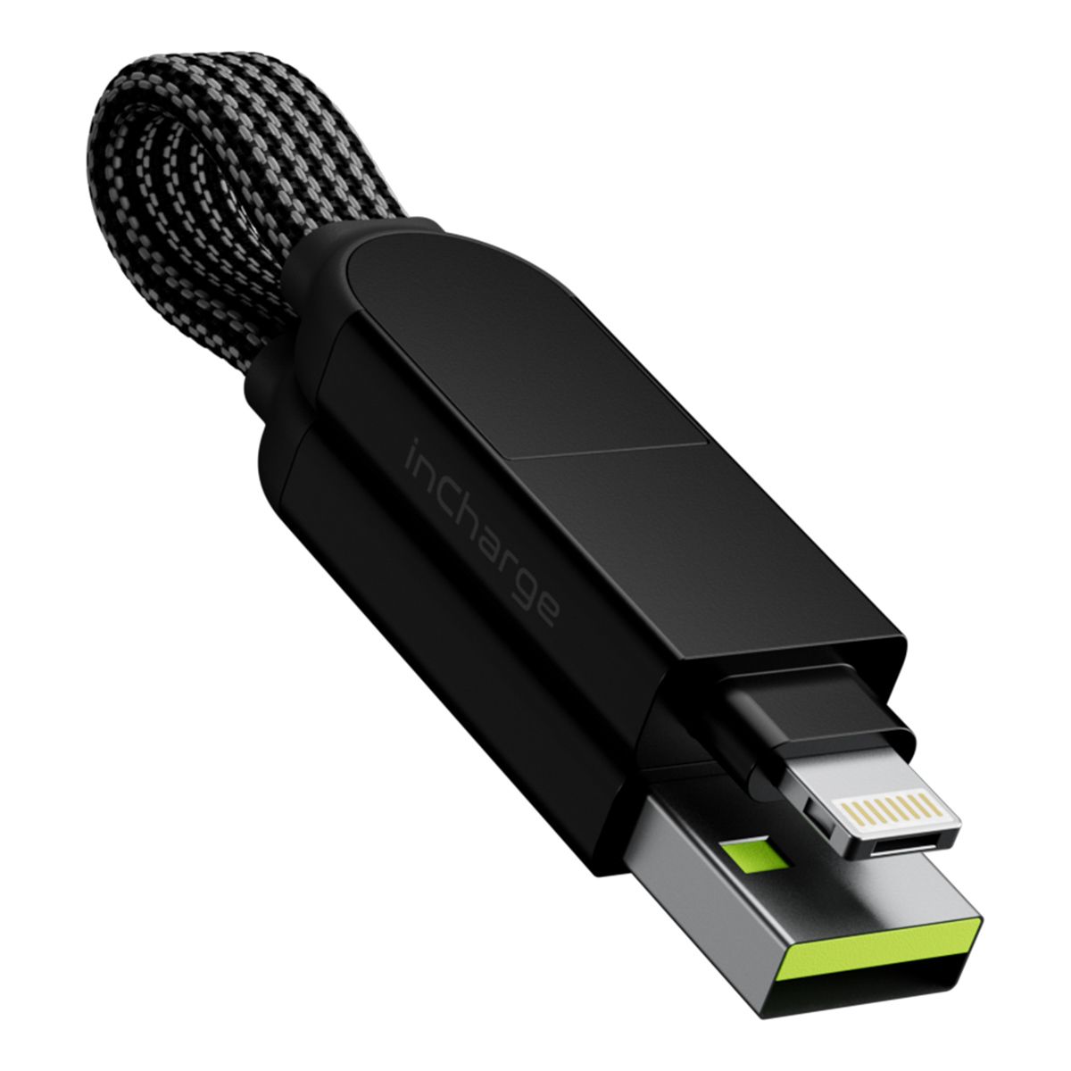 Rolling Square Incharge® X 6-in-1 Multi-Port Charger Keychain - Black