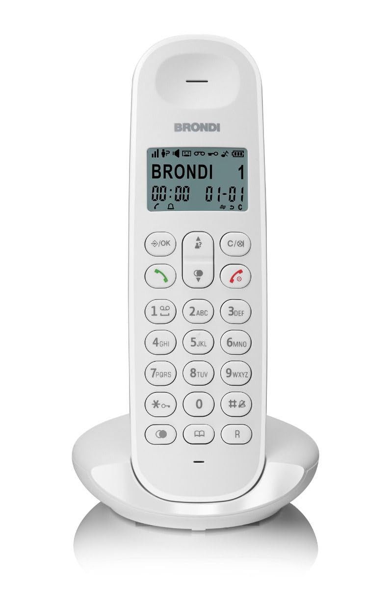 Brondi Lotus (White) - Cordless Phone - Eco DECT - DECT Gap - Alarm Clock