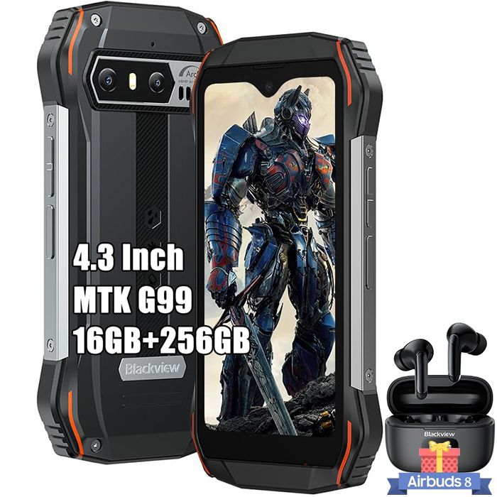 Blackview N6000 4.3" Android 13 Phone, 16GB+256GB, 48MP+16MP Cam, NFC, with Airbuds