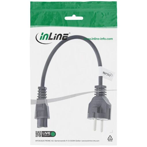 Câble électrique InLine 0,3 m Prise d'alimentation type F Noir